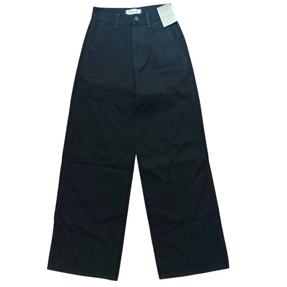 NWT Madewell Superwide-Leg Trouser Jeans In Black Rinse Wash Size 23 - Picture 4 of 9